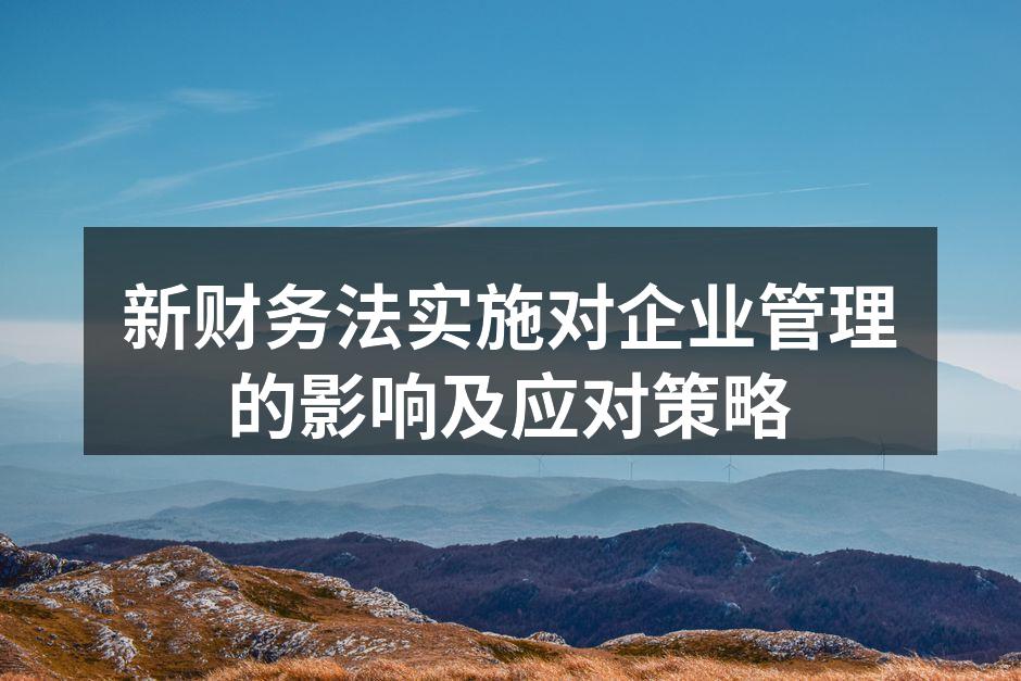 新财务法实施对企业管理的影响及应对策略